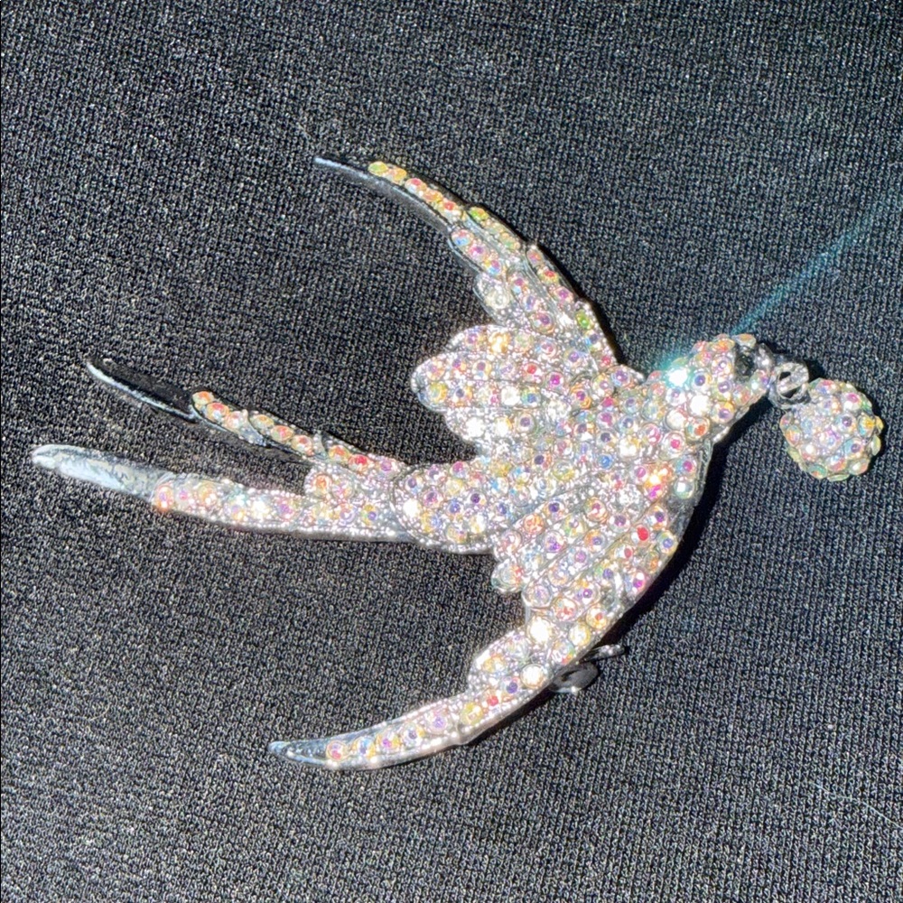 Sparkling Crystal Bird Brooch
